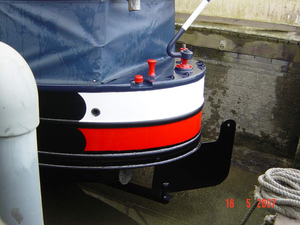 Red and white bands painted